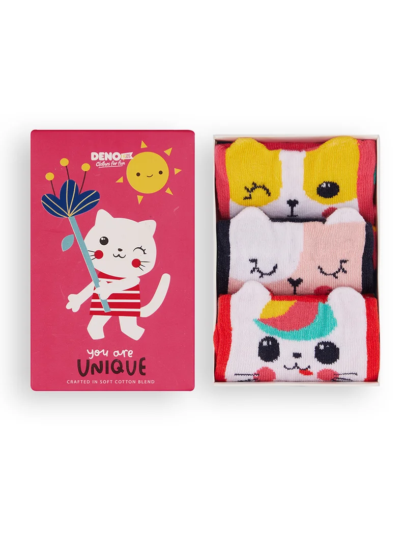 دينوكيدس علبة جوارب قطط فتيات ثلاثية